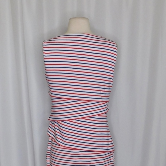 J. MCLAUGHLIN Nicola Tiered Knit Dress Red White Blue Patriotic Medium - Picture 10 of 14